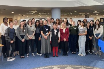 Centre L-R, Dr Margherita Negri, Dr Erven Lauw and Dr Maria Chiara Iannino with staff and students